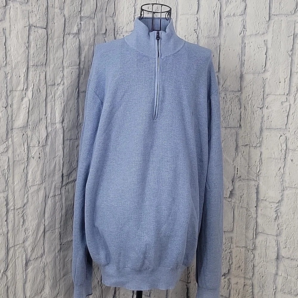 POLO RALPH LAUREN Blue 1/2 Zip Pima Cotton Men's Pullover Sweater XXL/TTG